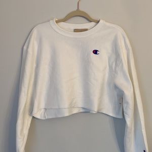 Champion White Cropped Crew Neck Sweatshirt Size Small NWT